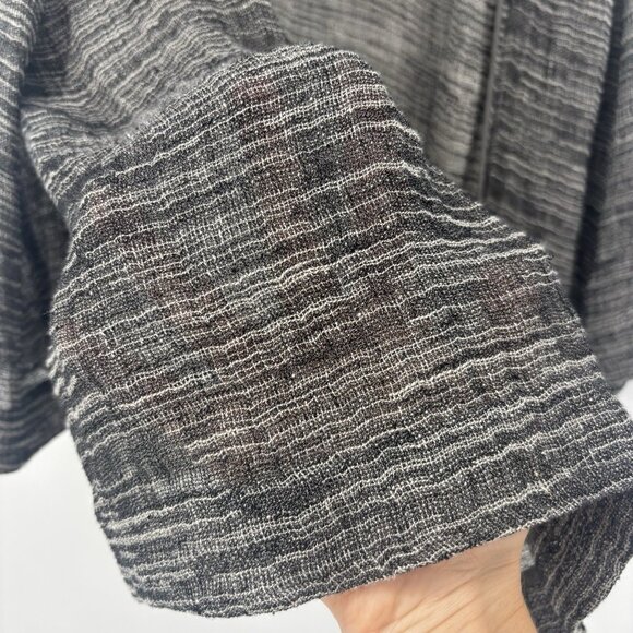 Eileen Fisher Open Front Cardigan Linen Womens Size Large Lagenlook‎ Black - Picture 5 of 6
